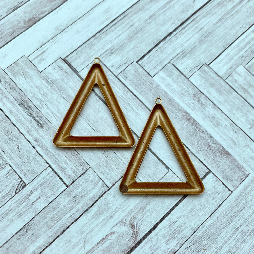 Pair Of 1970s Brass Triangle Pendants (BP54)