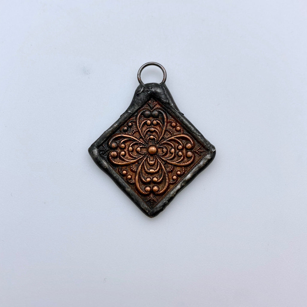 Flower Hand Soldered Brass Pendant (Available in 2 Options: Square or Diamond) (SMP14)