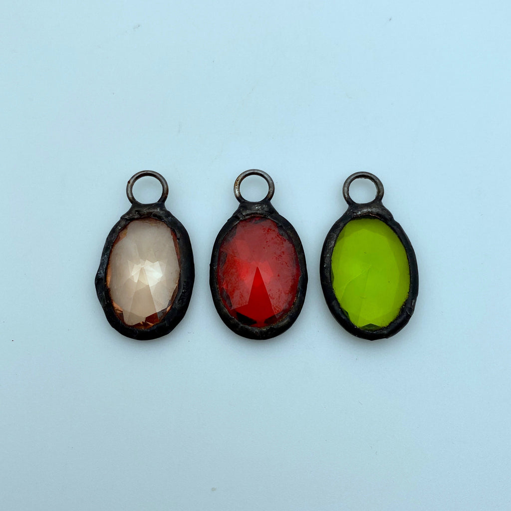 Vintage Rhinestone Czech Glass Pendant (Available in 3 colors) (SGP19)
