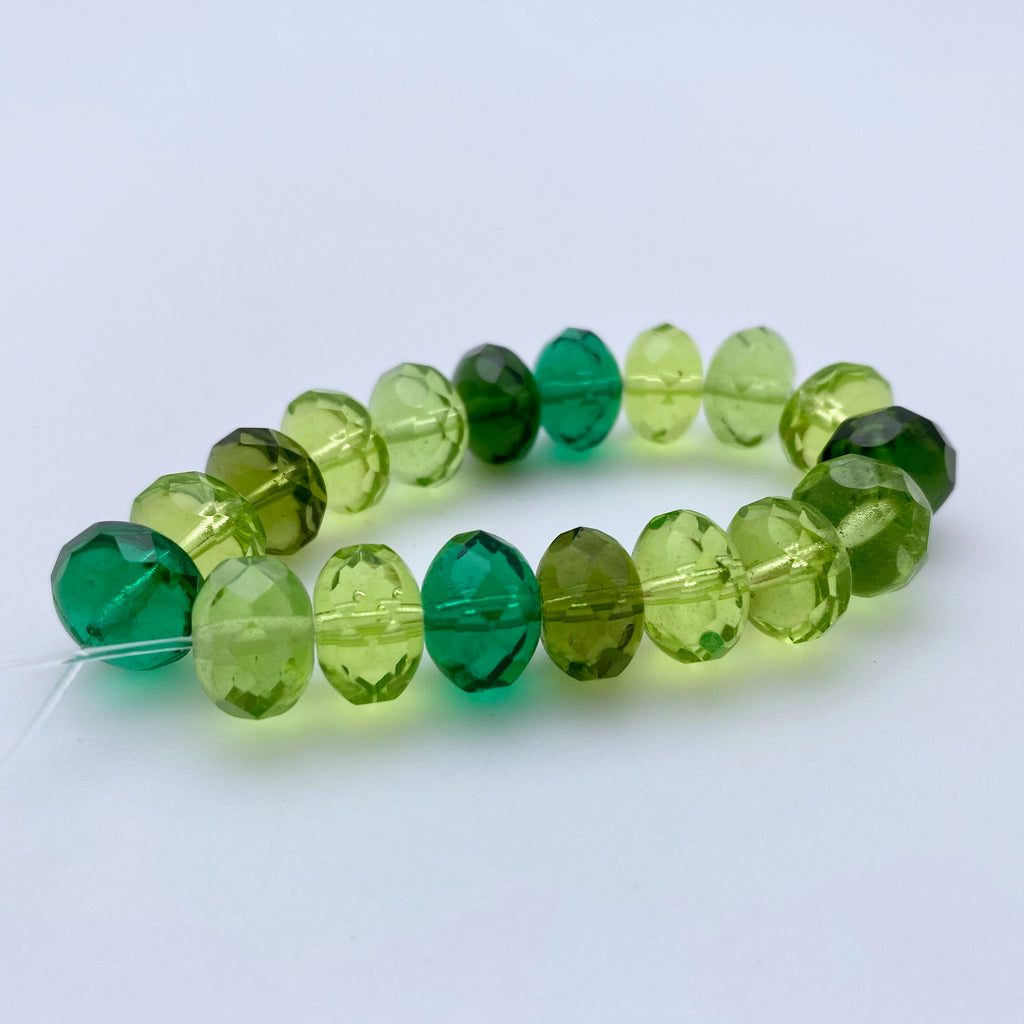 Lucky Charm Fall Green Rondelle Beads Variety Mix (7x10mm) (GCG3)