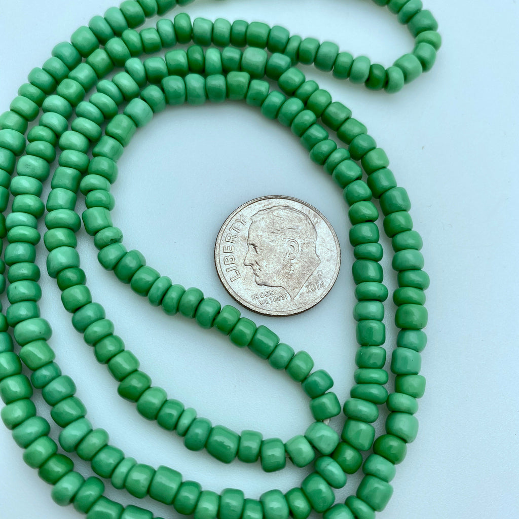 Vintage Happy Green Czech Glass Spacer Chip Beads (4mm) (GCG16)