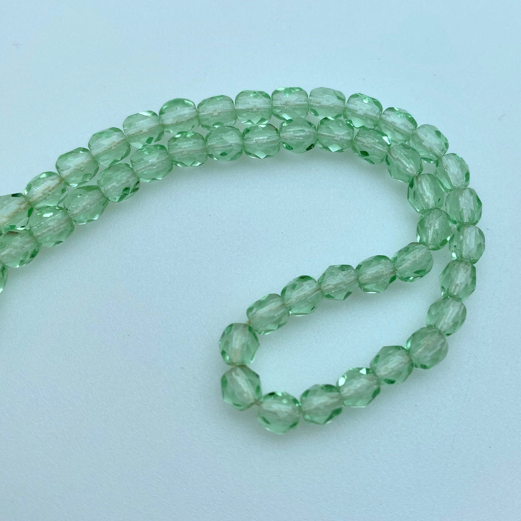 Small Faceted Gentle Green Spacer Beads (4mm) (GCG17)
