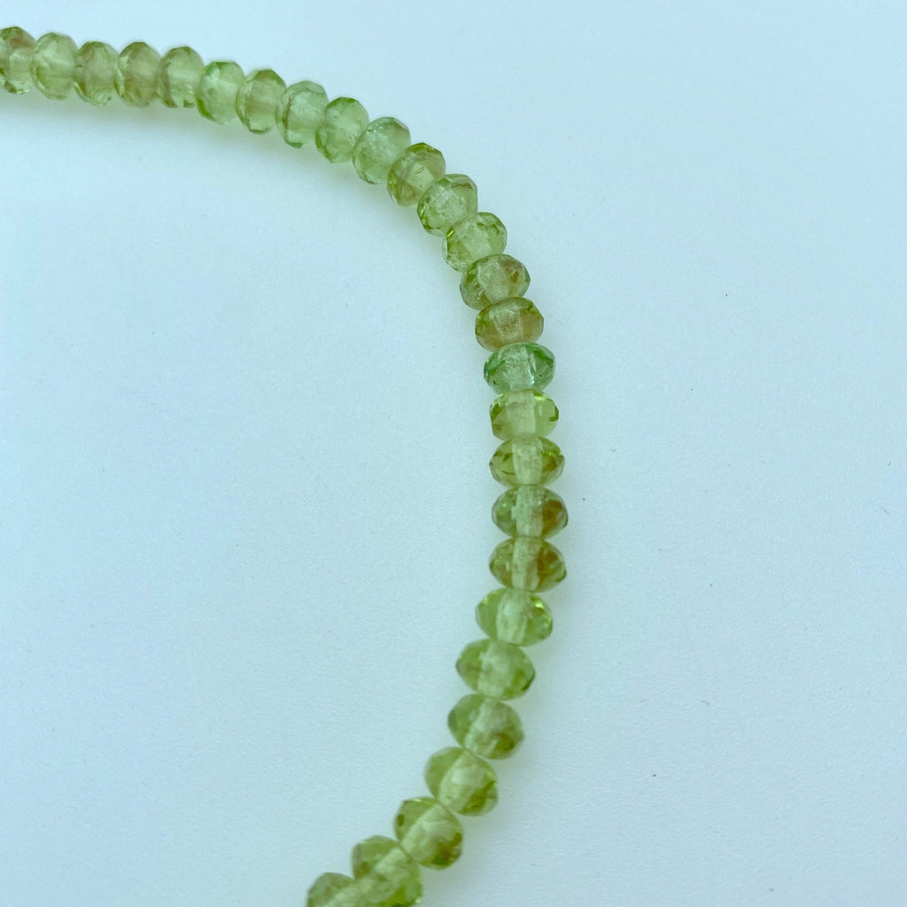 Small Petite Green Czech Rondelle Beads (2x5mm) (GCG18)