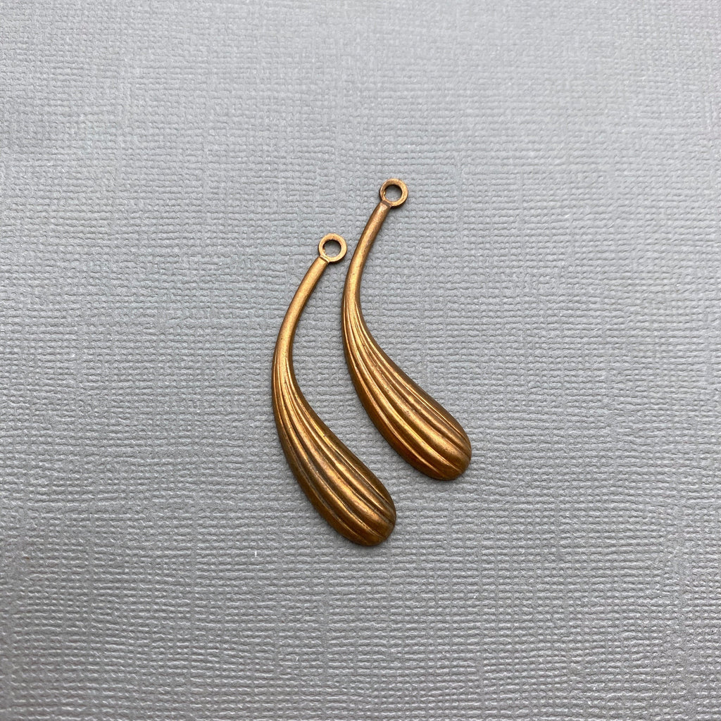 Pair Of 1970s Vintage Curved Brass Pendants (BP88)