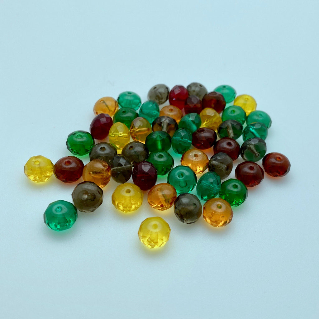 Assorted Czech Glass Fall Color Rondelle Beads (6x9mm) (GCG20)