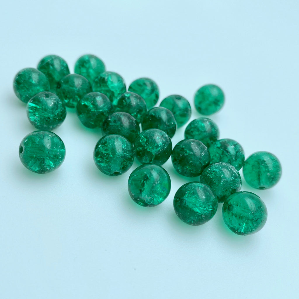 Vintage Green Czech Crackle Glass (10mm) (GCG24)