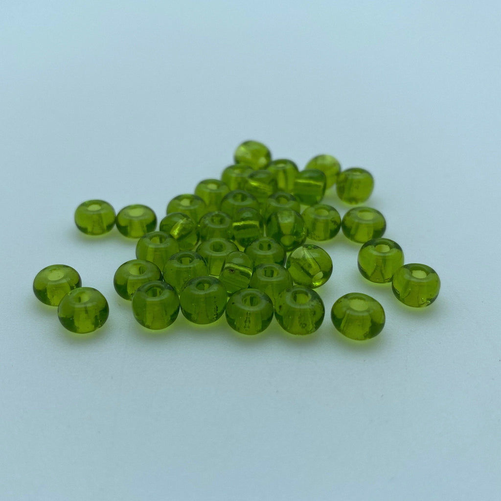 Vintage Translucent Green Czech Glass Beads (4x6mm) (GCG31)