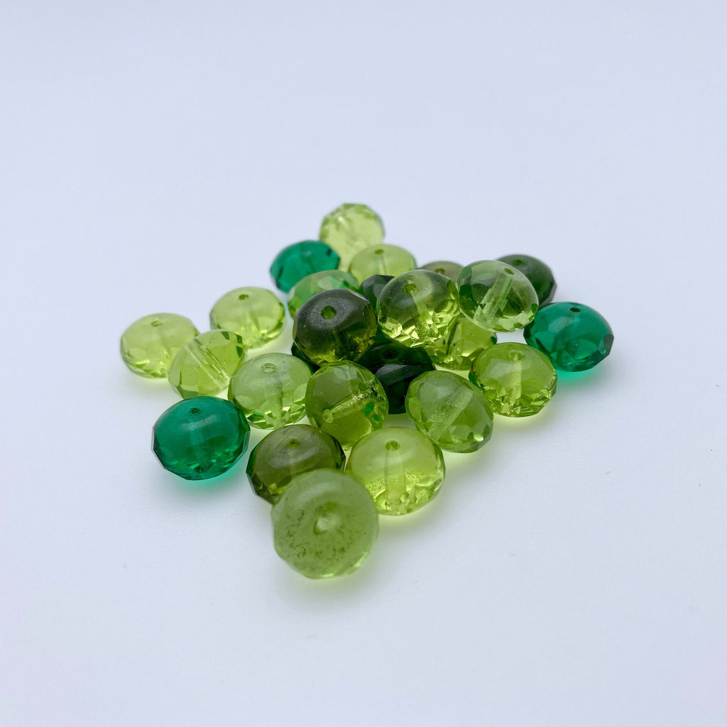 Lucky Charm Fall Green Rondelle Beads Variety Mix (7x10mm) (GCG3)