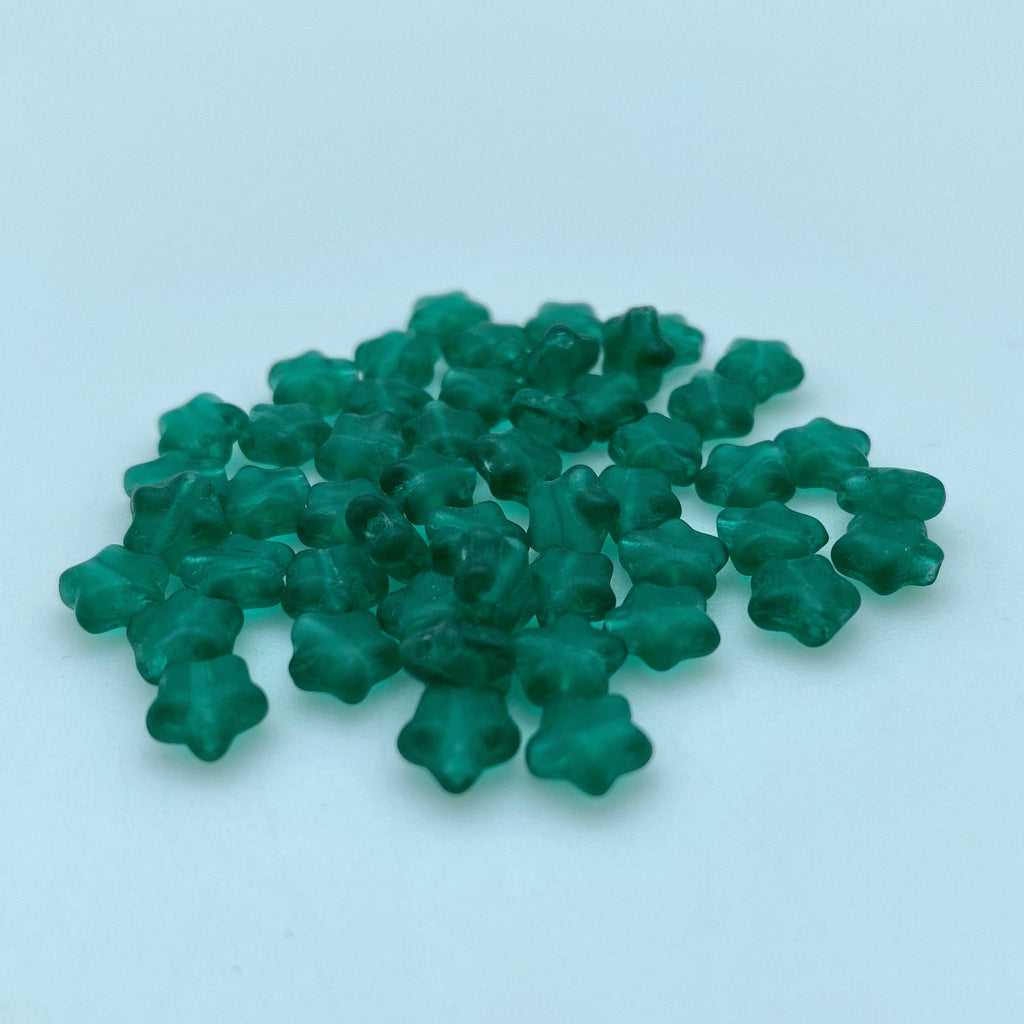 Teal Green Czech Glass Star Beads (GCG44)