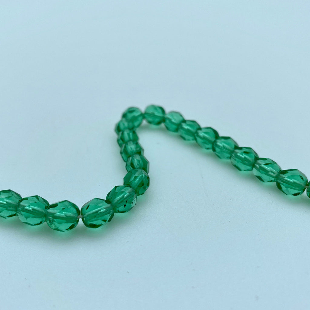 Turquoise Green Faceted Czech Spacer Beads (6mm) (GCG48)