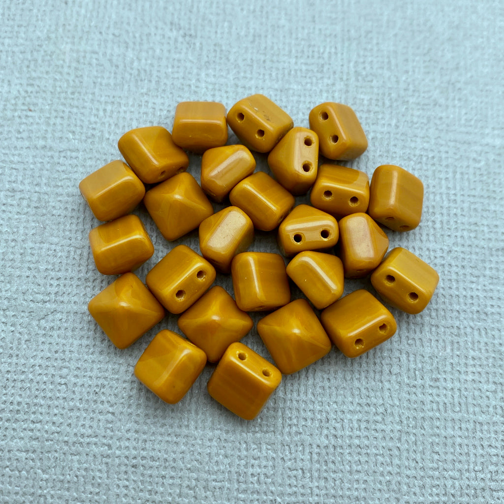 Burnt Orange 2-Holed Pyramid Czech Glass Beads (7mm) (SCG45)