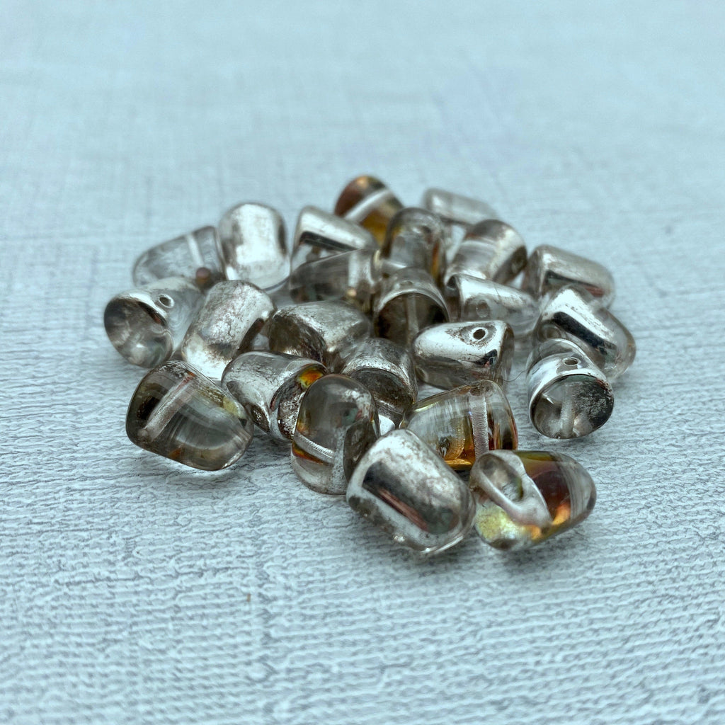Clearish Gray With AB Finish Gumdrop Czech Glass Beads (8x10mm) (SCG49)