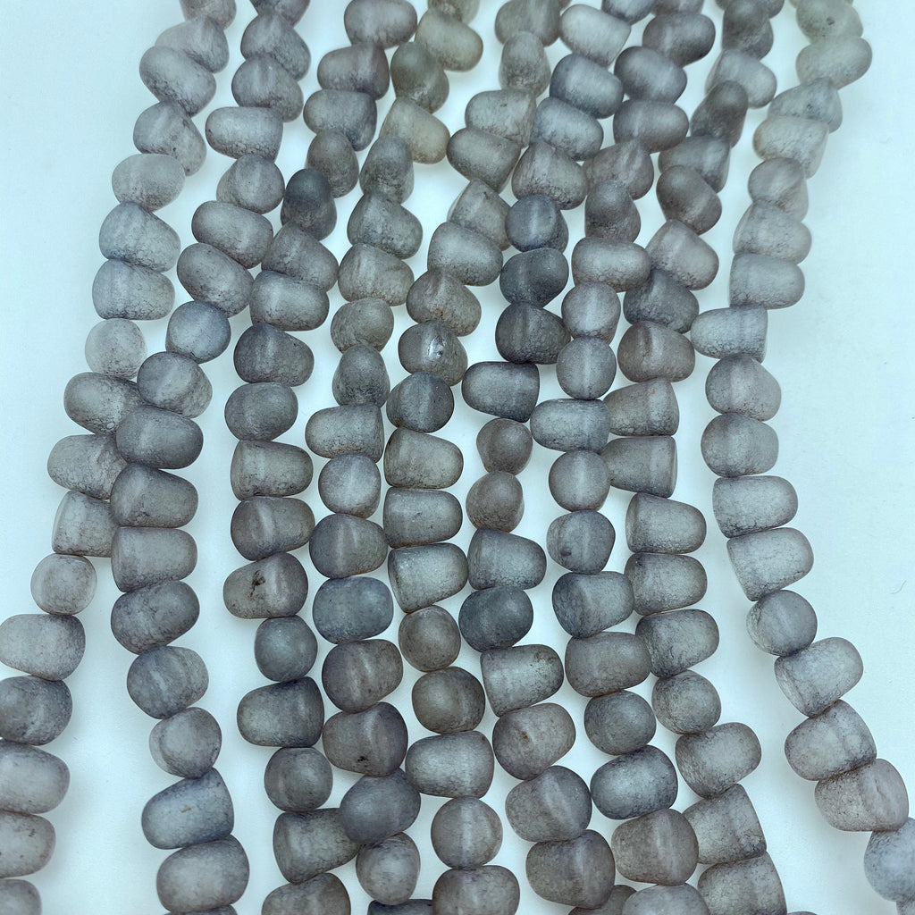 Milky Gray Matte Finish Gumdrop Czech Glass Beads (8x10mm) (SCG52)