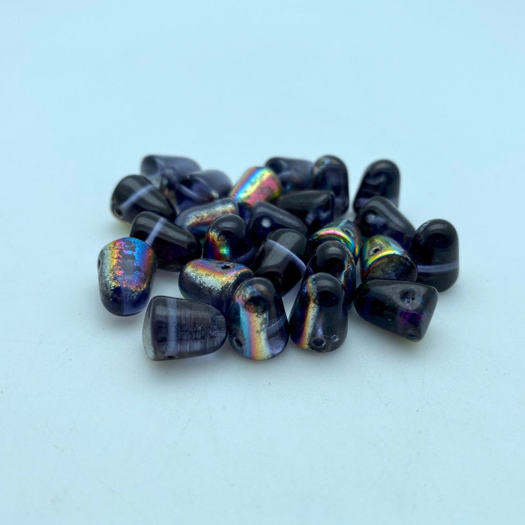 Translucent Purple With AB Finish Gumdrop Czech Glass Beads (8x10mm) (SCG55)