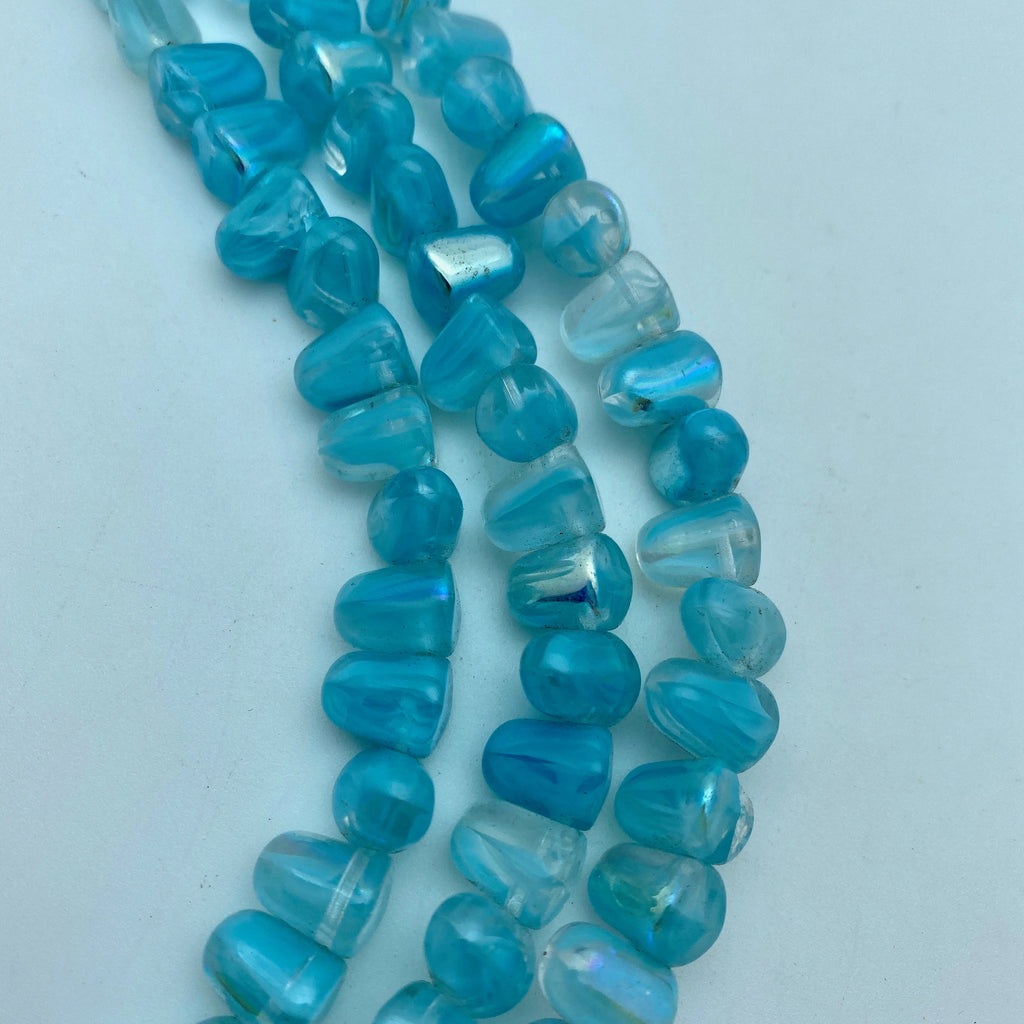 Arctic Blue Gumdrop Czech Glass Beads (8x10mm) (SCG57)
