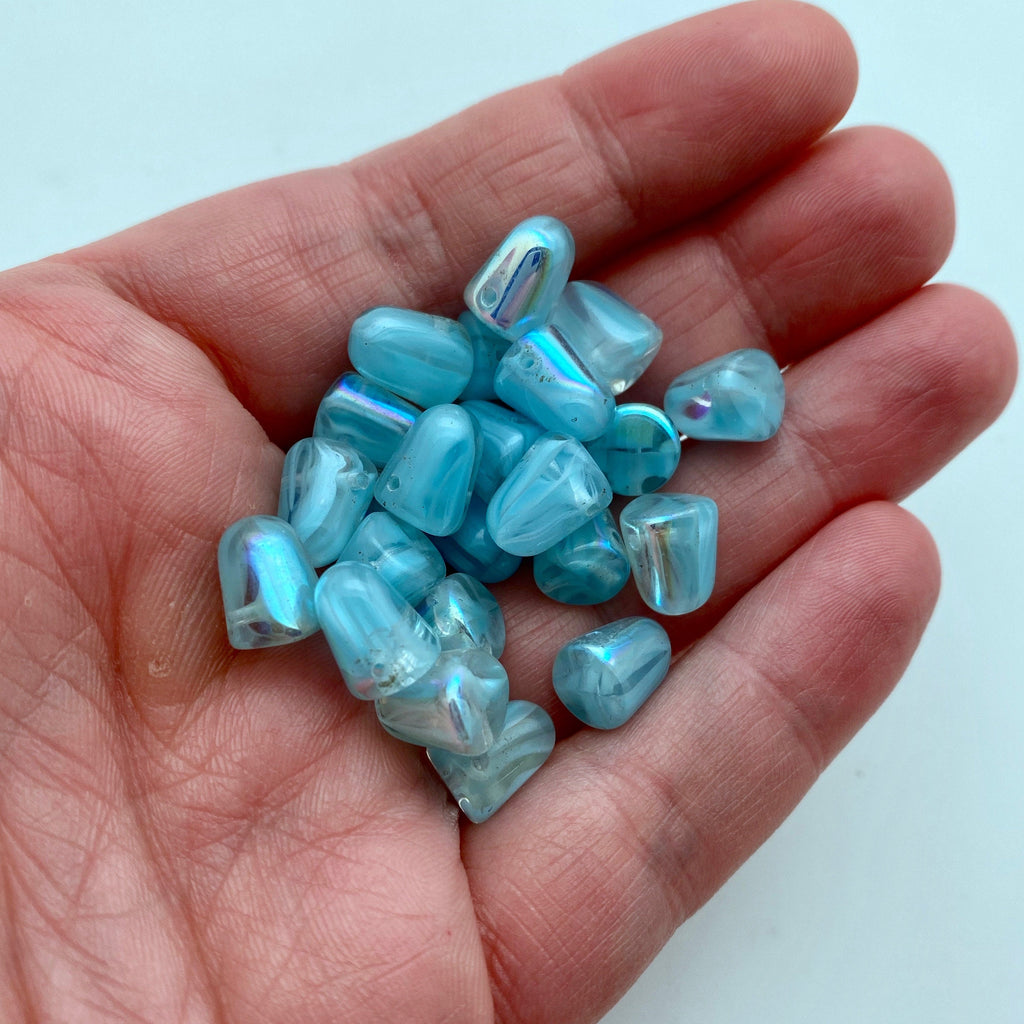 Arctic Blue Gumdrop Czech Glass Beads (8x10mm) (SCG57)