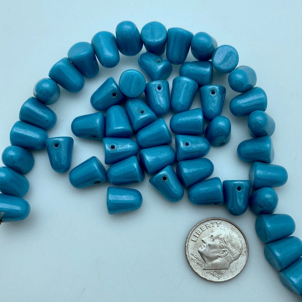 Cerulean Blue Gumdrop Czech Glass Beads (8x10mm) (SCG58)