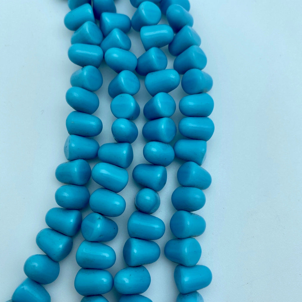 Opaque Blue Gumdrop Czech Glass Beads (7x10mm) (SCG173)