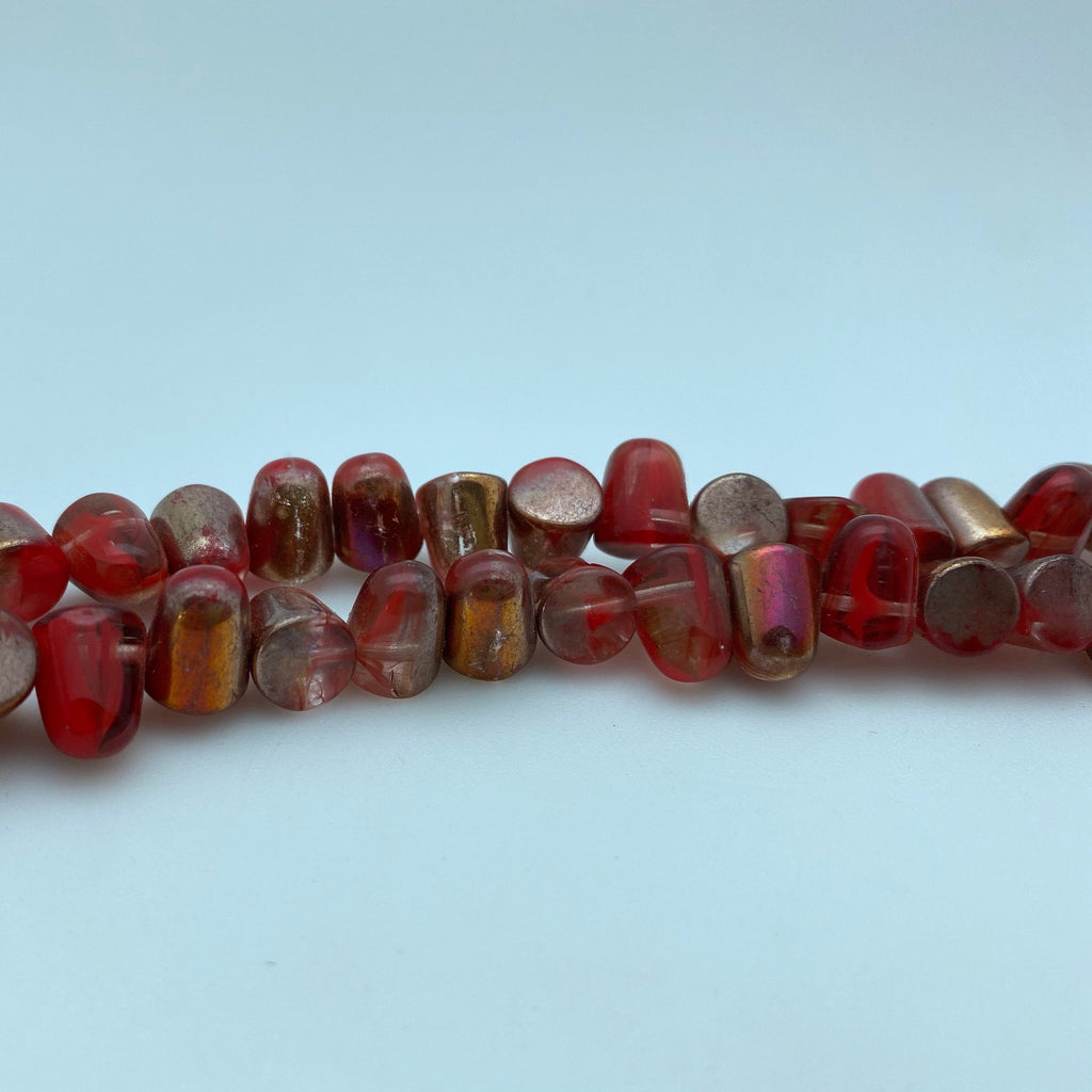 Translucent Goldish Red Gumdrop Czech Glass Beads (7x10mm) (SCG73)
