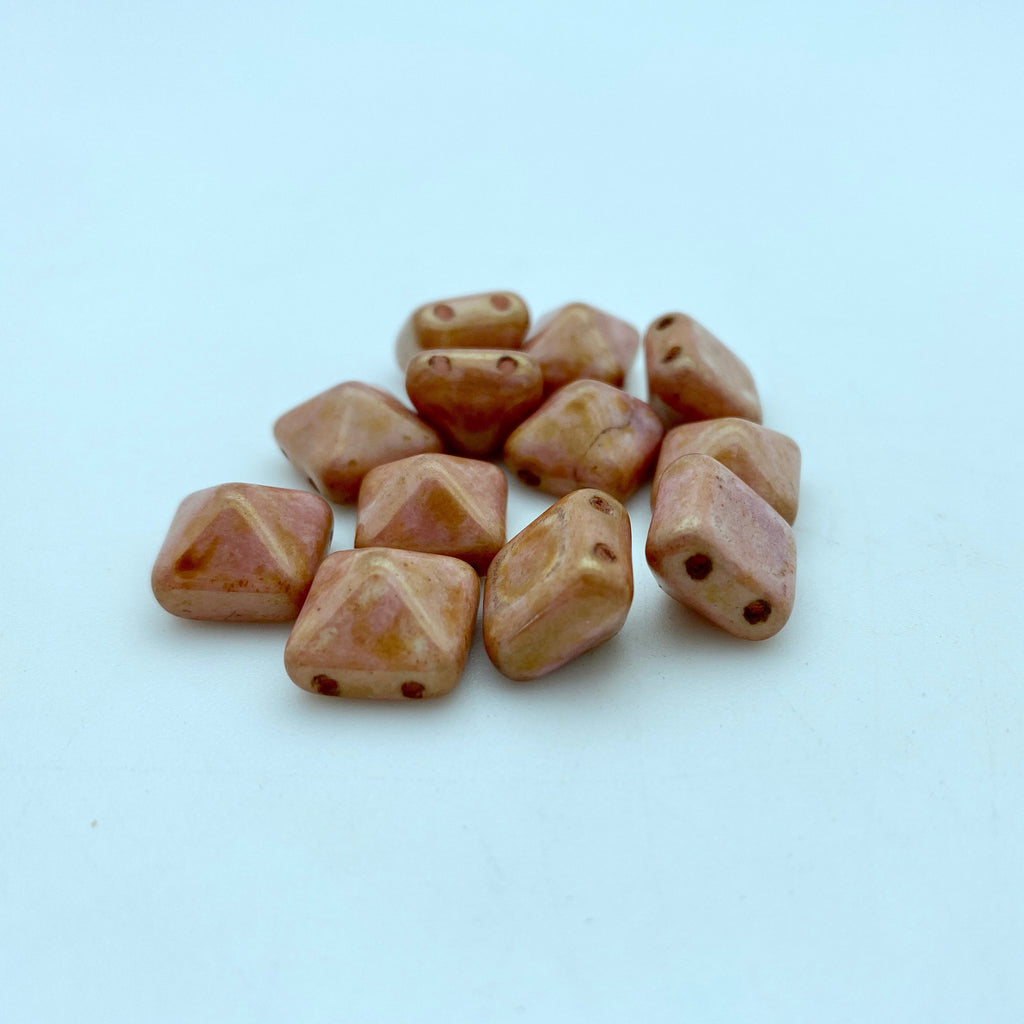 Desert Storm Picasso 2-Holed Pyramid Czech Glass Beads (12mm) (SCG18)