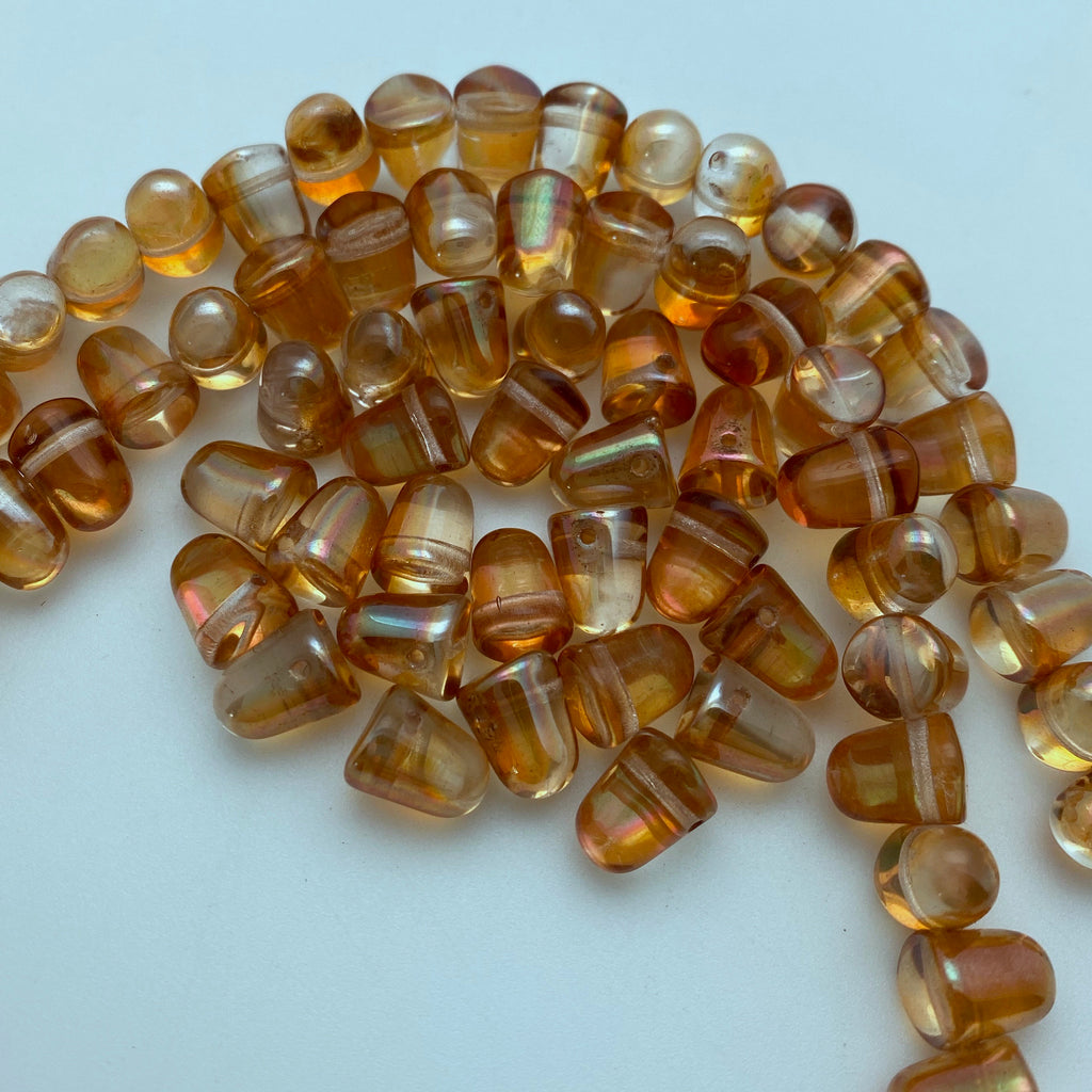 Translucent Candy Orange Gumdrop Czech Glass Beads (7x10mm) (SCG78)