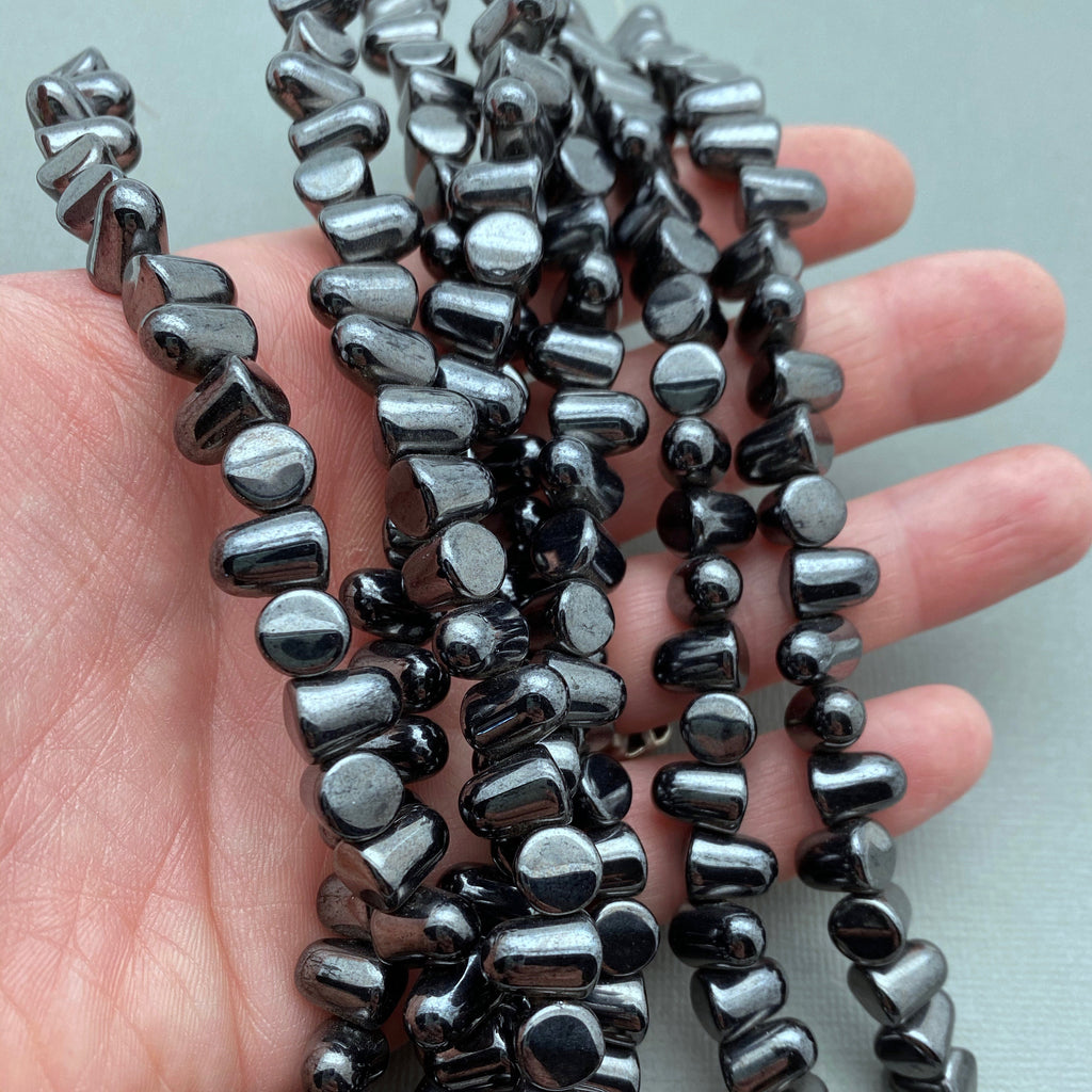 Shiny Gunmetal/Dark Gray Gumdrop Czech Glass Beads (7x10mm) (SCG82)