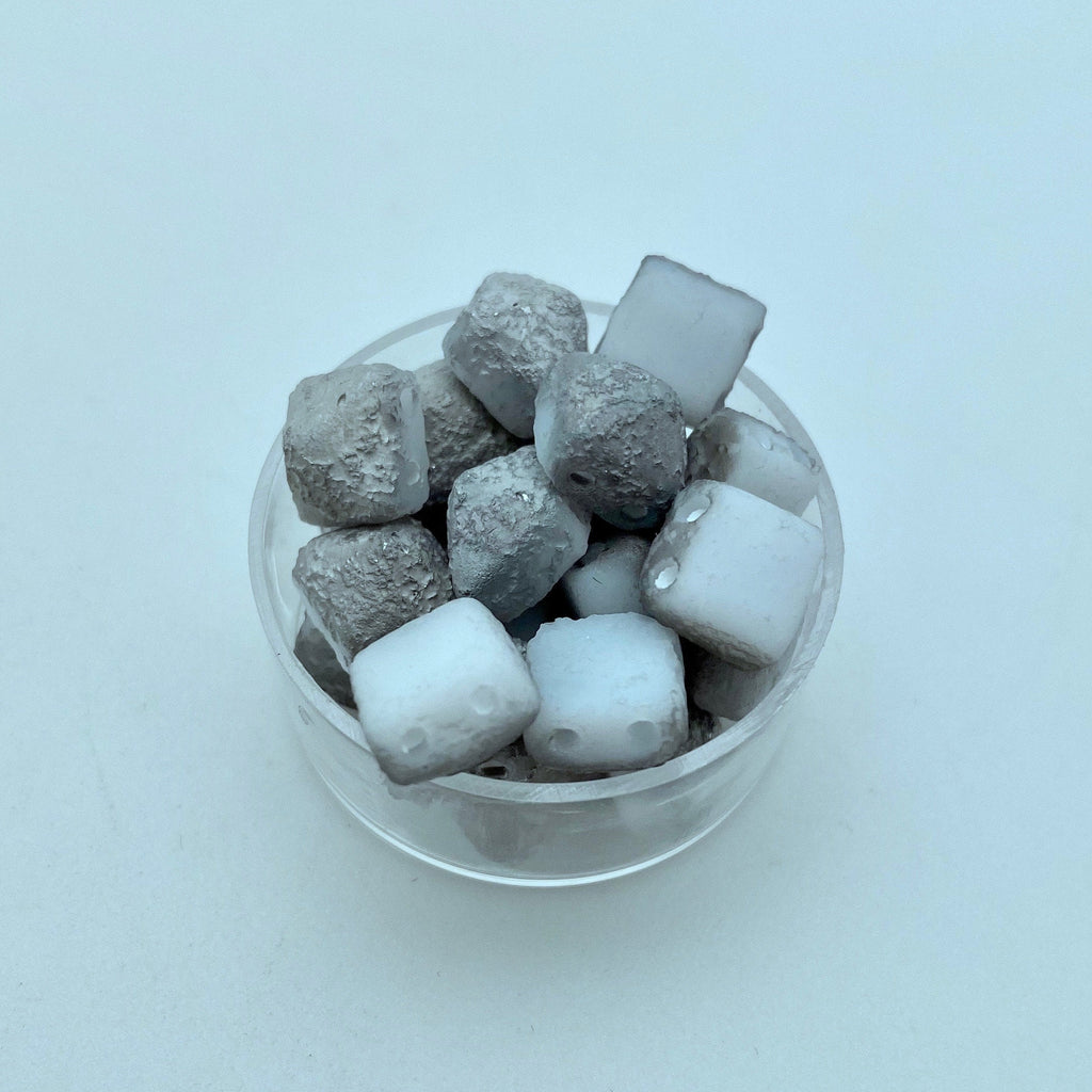 Rocky Gray Matte Finish 2-Holed Pyramid Czech Glass Beads (7mm) (SCG43)