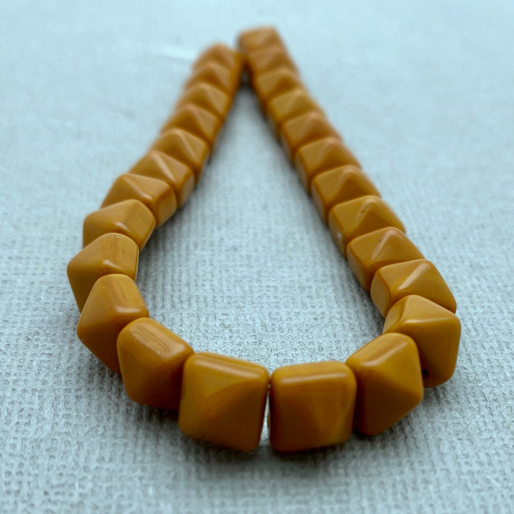 Burnt Orange 2-Holed Pyramid Czech Glass Beads (7mm) (SCG45)