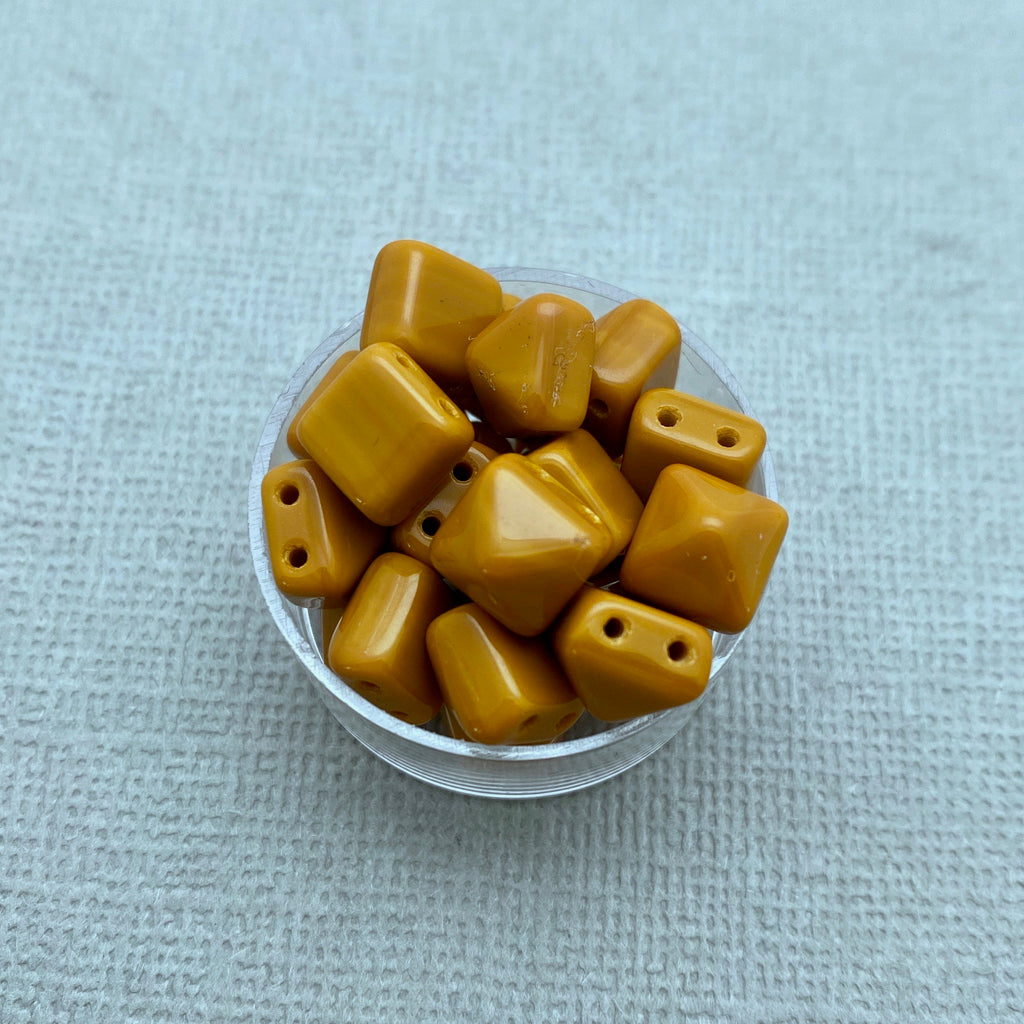 Burnt Orange 2-Holed Pyramid Czech Glass Beads (7mm) (SCG45)