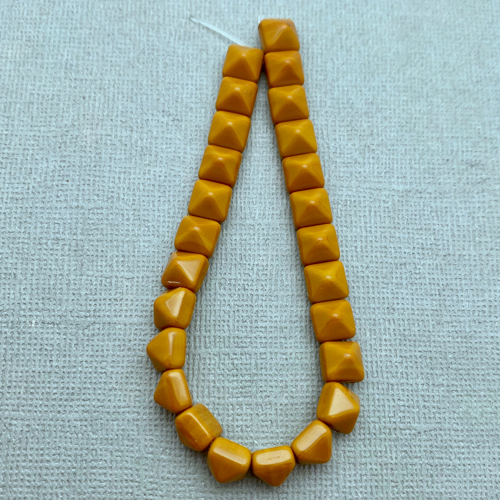 Burnt Orange 2-Holed Pyramid Czech Glass Beads (7mm) (SCG45)