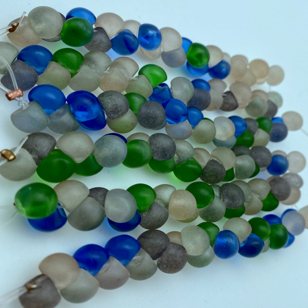 Mixed Color Frosted Czech Glass Mushroom Beads (9mm) (SCG97)