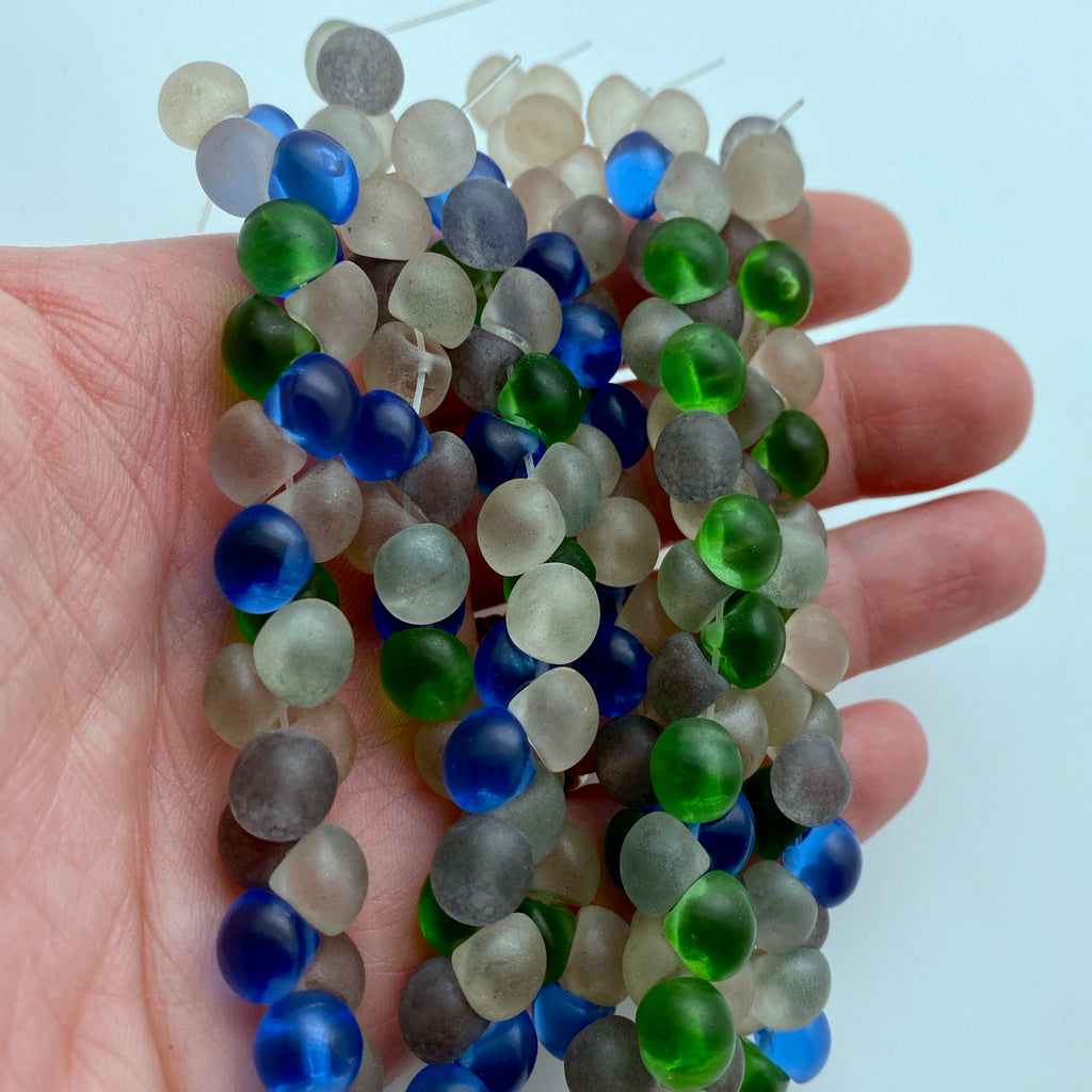 Mixed Color Frosted Czech Glass Mushroom Beads (9mm) (SCG97)