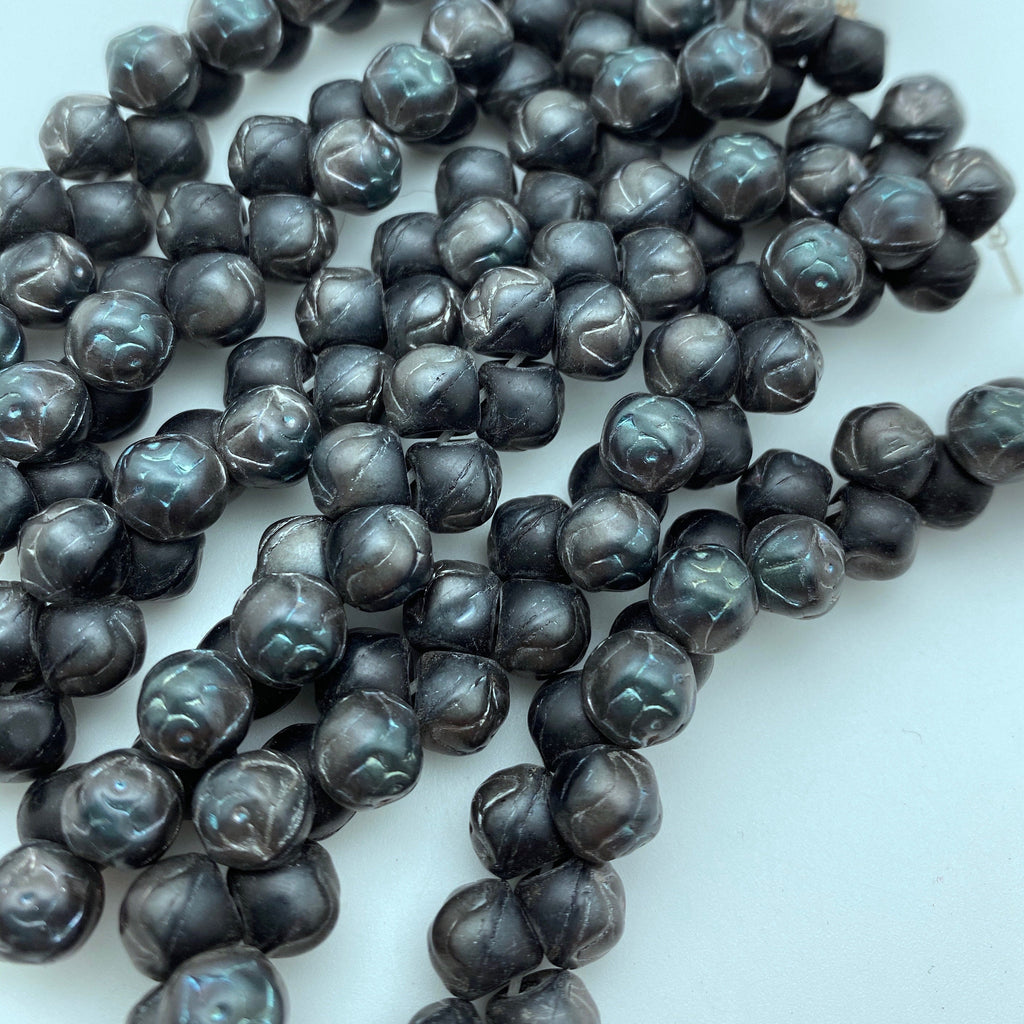 Black Matte Finish Czech Glass Mushroom Beads (8mm) (SCG104) – The Mod Ant