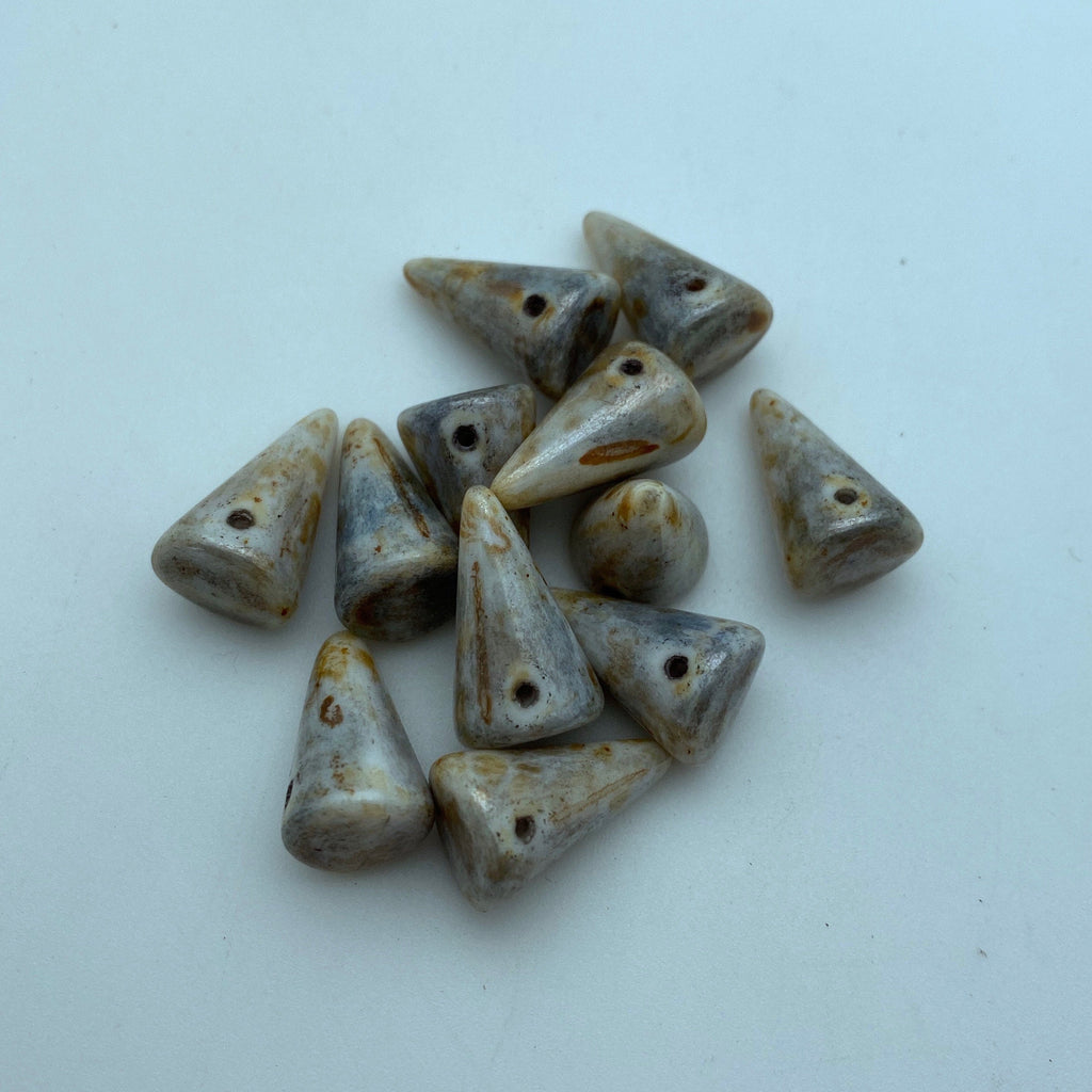 Shiny Southwestern Picasso Czech Glass Spike Beads (11x18mm) (SCG113)