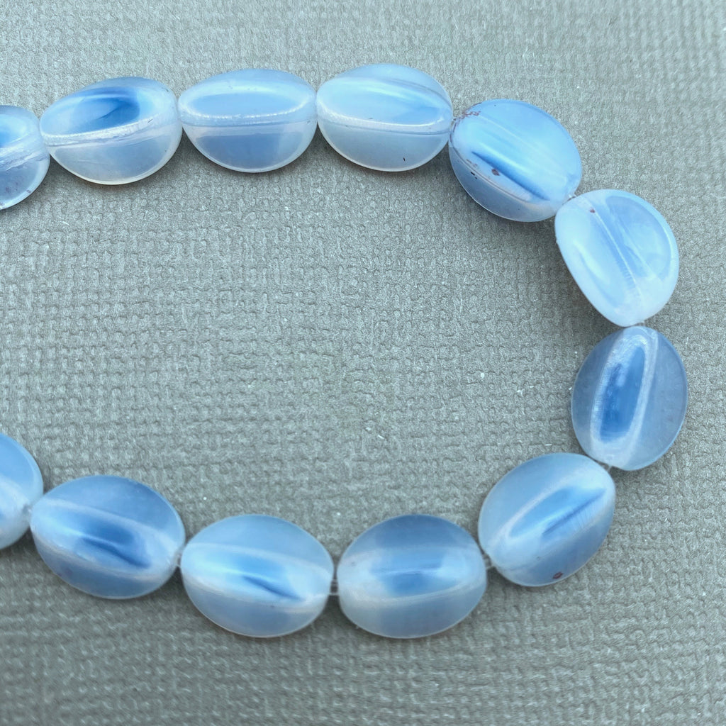 Vintage Translucent Blue & Clear 3-Sided West German Beads (8x10mm) (BGG12)