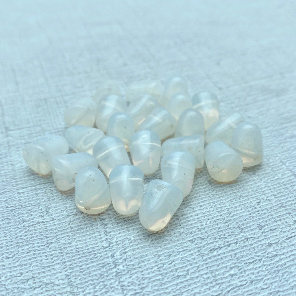 Clear Opalescent Gumdrop Czech Glass Beads (8x10mm) (SCG48)