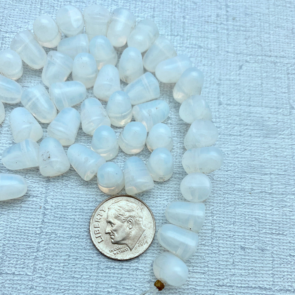 Clear Opalescent Gumdrop Czech Glass Beads (8x10mm) (SCG48)