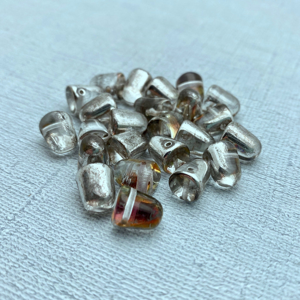 Clearish Gray With AB Finish Gumdrop Czech Glass Beads (8x10mm) (SCG49)