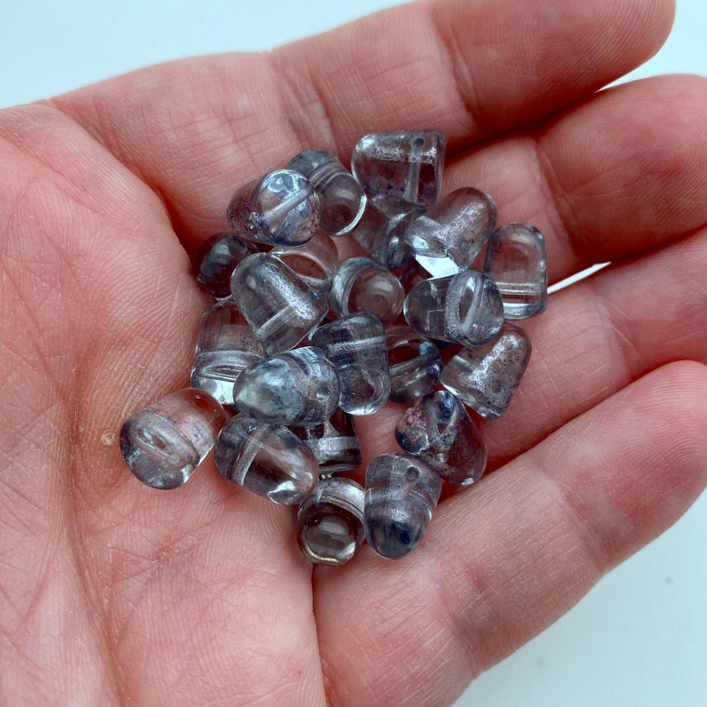 Clear Translucent Ocean Blue Gumdrop Czech Glass Beads (8x10mm) (SCG51)