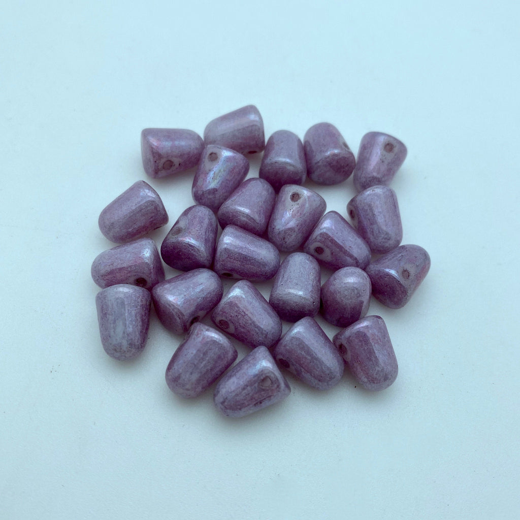 Pinkish Purple Fire Polished Gumdrop Czech Glass Beads (8x10mm) (SCG54)
