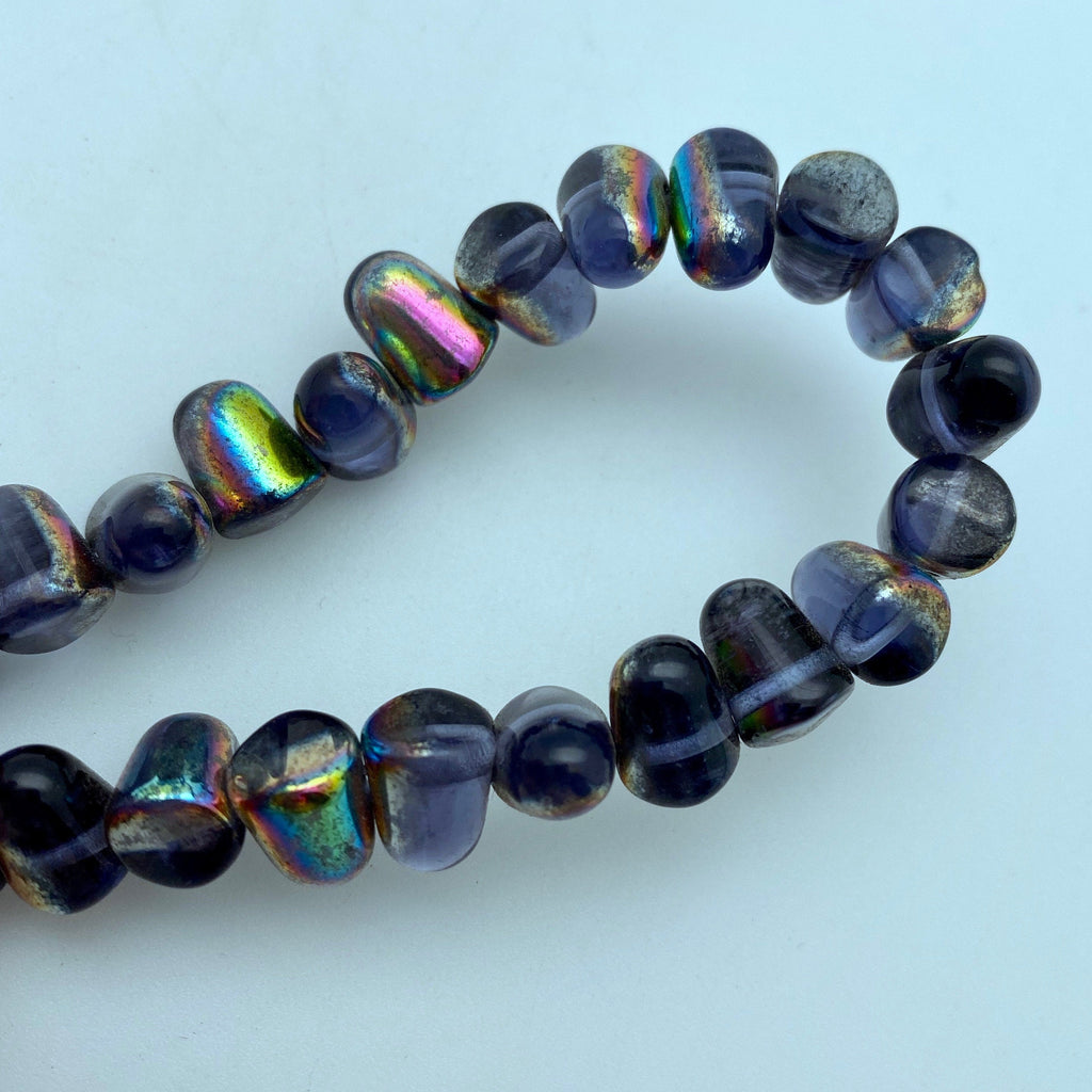 Translucent Purple With AB Finish Gumdrop Czech Glass Beads (8x10mm) (SCG55)
