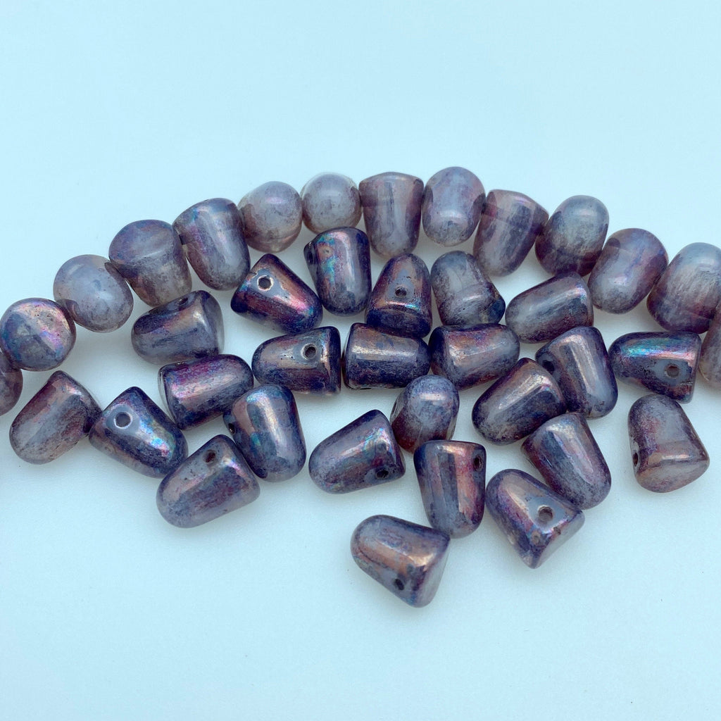 Translucent Purple With Pink Hue Gumdrop Czech Glass Beads (8x10mm) (SCG59)