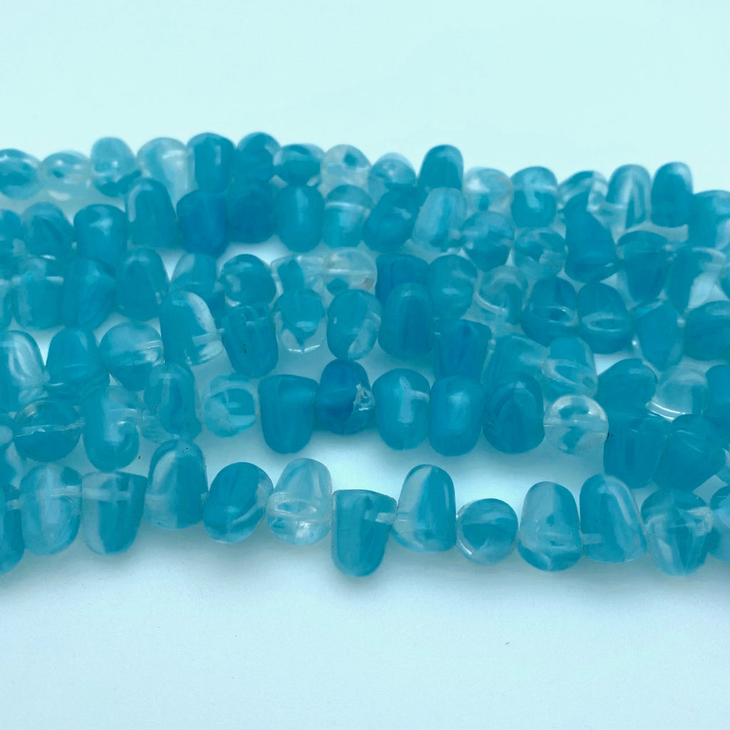 Clear Blue Gumdrop Czech Glass Beads (8x10mm) (SCG60)