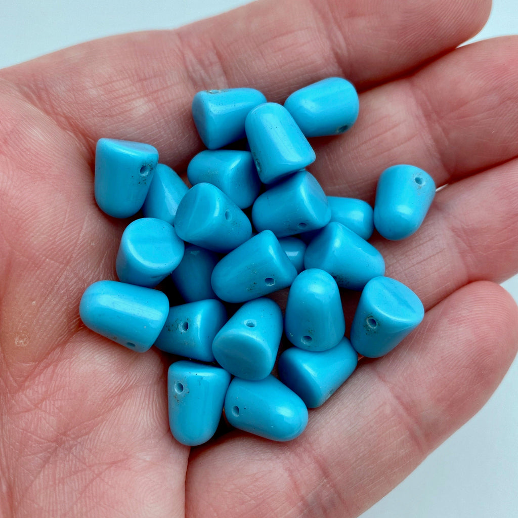 Vibrant Blue Gumdrop Czech Glass Beads (8x10mm) (SCG62)