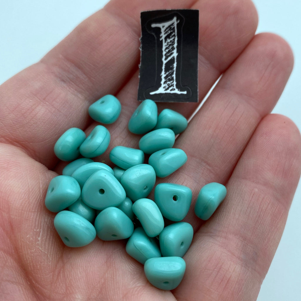 Vintage Turquoise Blue Czech Glass Beads (5x8mm) (BCG4)