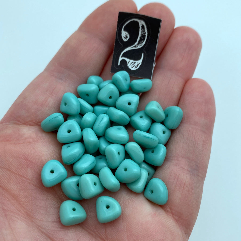 Vintage Turquoise Blue Czech Glass Beads (5x8mm) (BCG4)