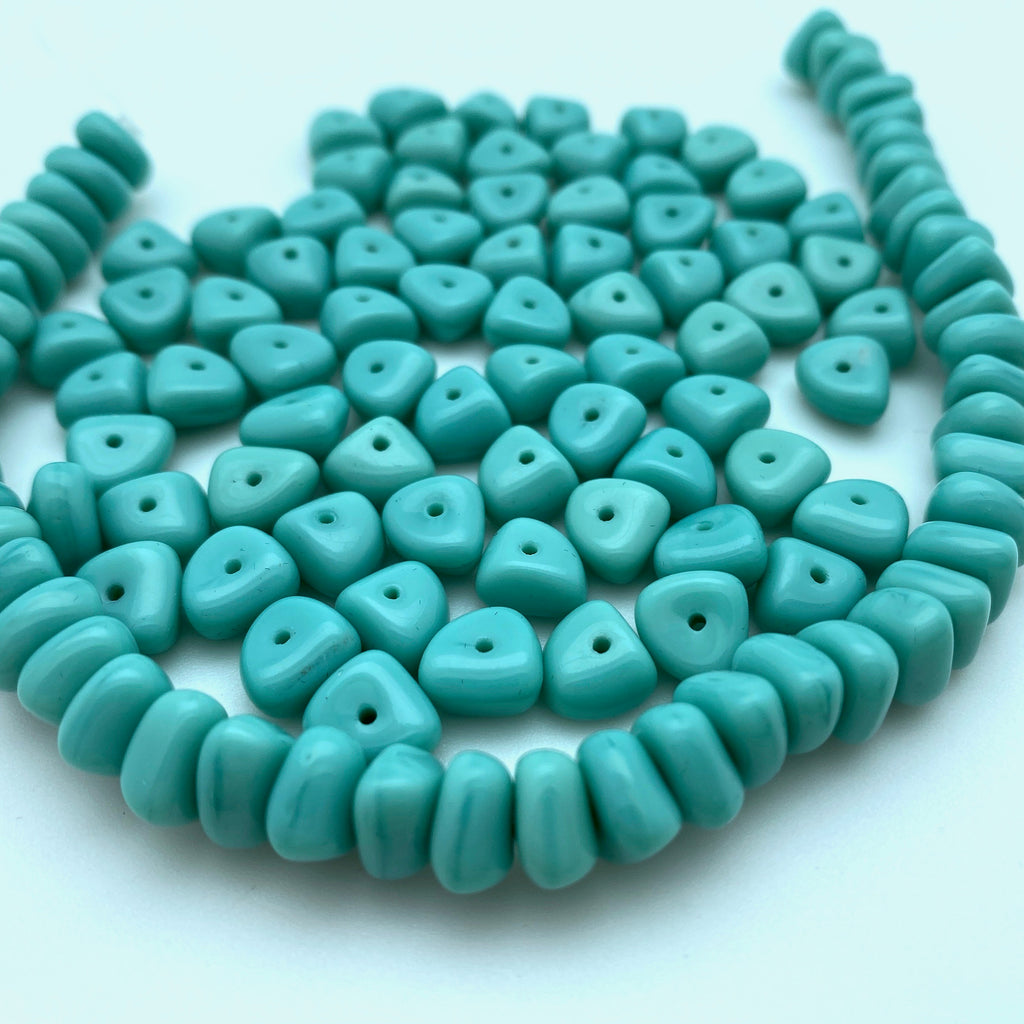 Vintage Turquoise Blue Czech Glass Beads (5x8mm) (BCG4)