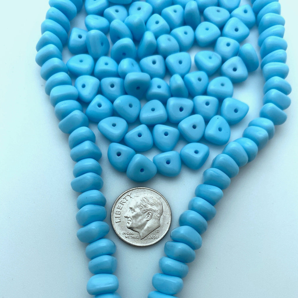 Vintage Turquoise Baby Blue Czech Glass Beads (5x8mm) (BCG5)