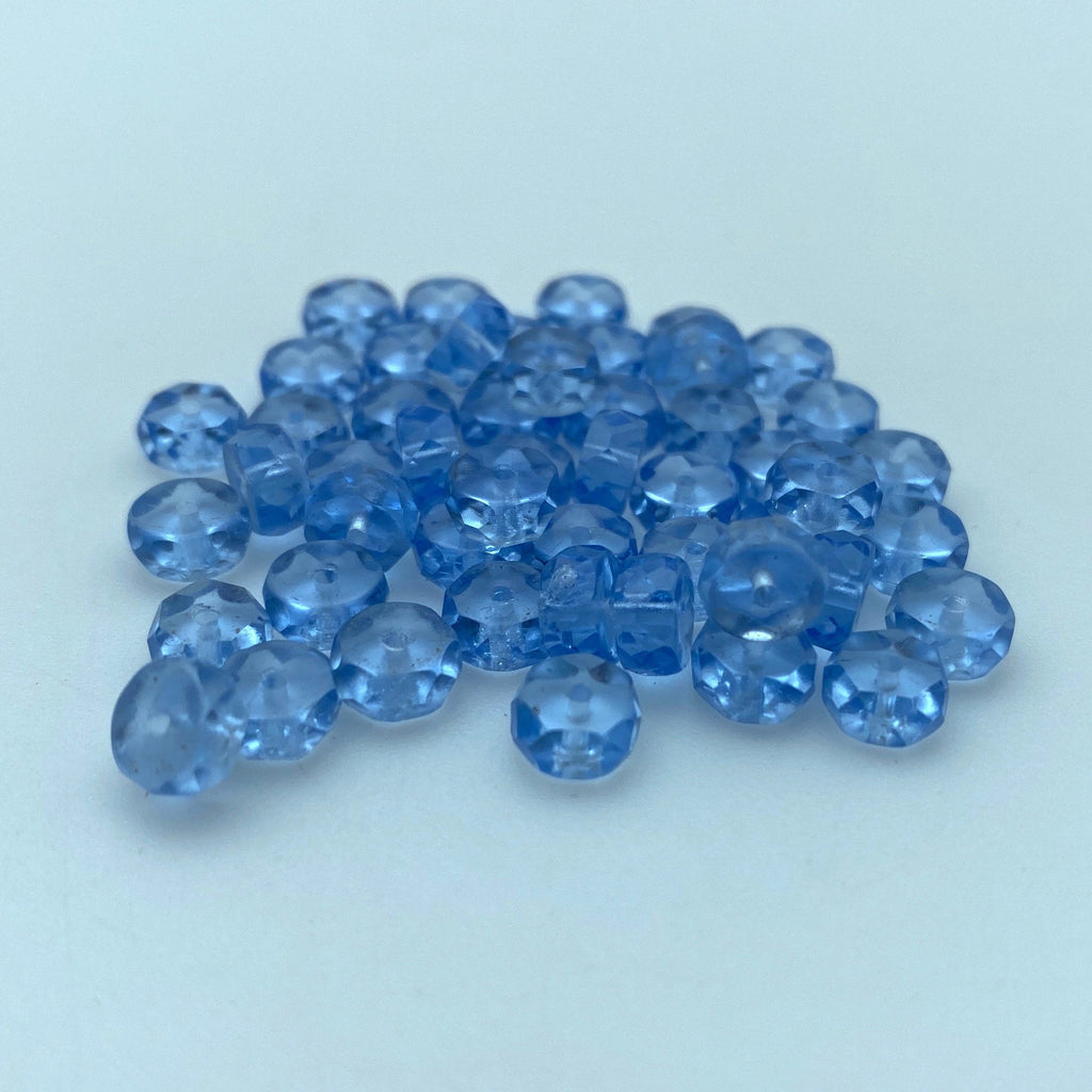 Carolina Blue Faceted Czech Glass Rondelle Beads (3x6mm) (BCG8)