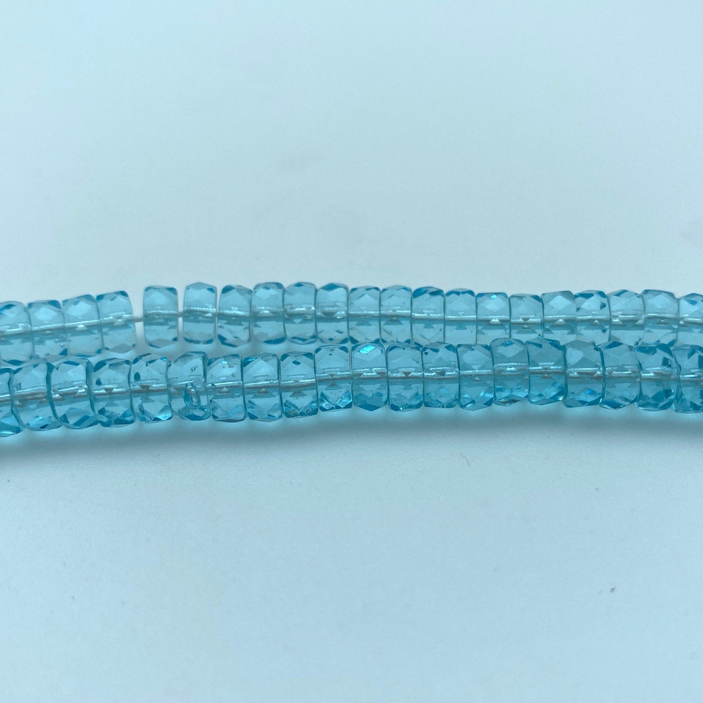 Baby Blue Faceted Czech Glass Rondelle Beads (3x6mm) (BCG10)